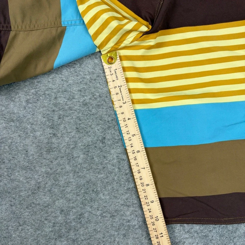 Patagonia Board Shorts Mens 32‎ Brown Blue Yellow Striped Swim Trunks Beach Surf